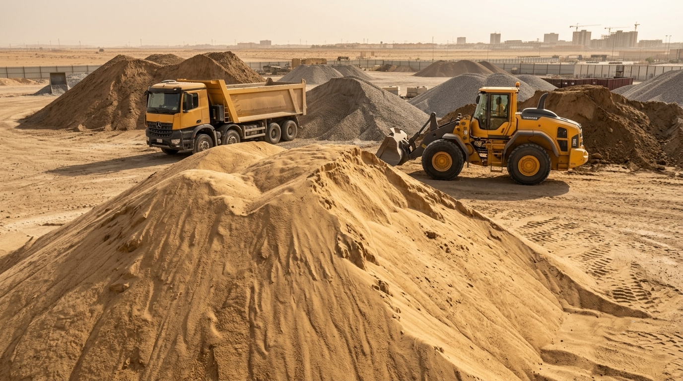 Construction sand supply in Layla, Al-Aflaj, Riyadh Region, Saudi Arabia